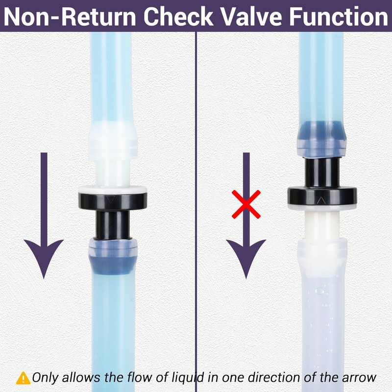 3/8" (10mm) One Way Inline Check Valve Plug-in Barb Non