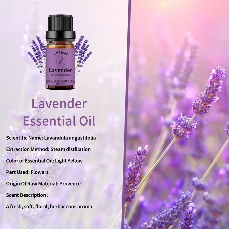 yethious 2 Pack Lavender Peppermint Essential Oil Set Organic 100%