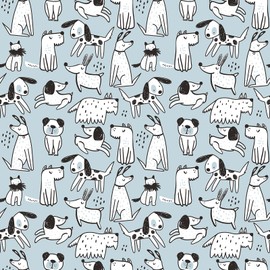 CRE8TIVE 24"x118" Small Dog Wallpaper Cute Kids Peel and Stick Wallpaper Blue White Puppy Animal Wall Mural Self Adhesive Removable Wallpaper Decorative Blue Contact Paper for Boys Girls Nursery Room