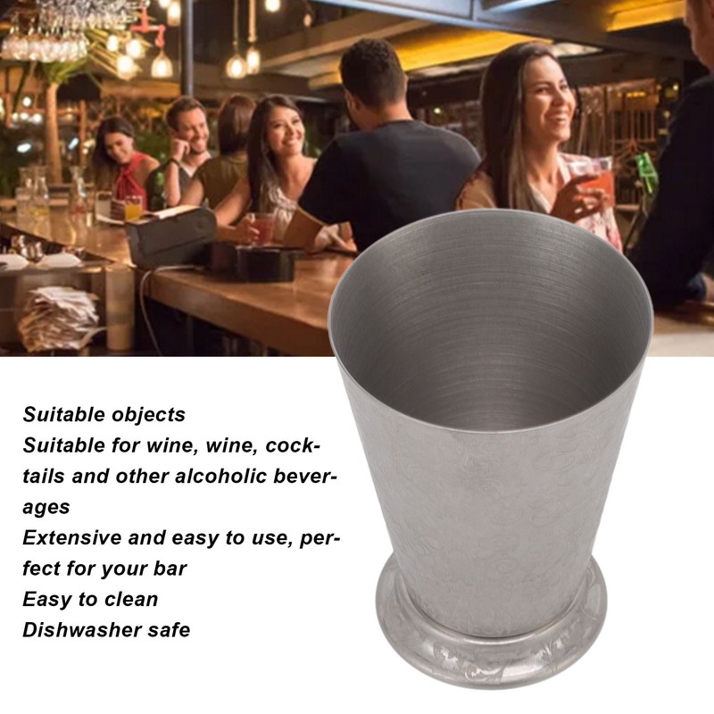 Stainless Steel Mixing Glass Shaker Floral Engraving Pattern Metal Drink