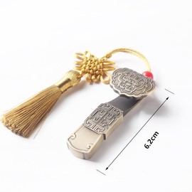 Auspicious - Unidad flash USB de metal con estilo chino bronce retro en forma de moneda USB 3.0 unidad de almacenamiento de música (bronce Ruyi 64 GB)