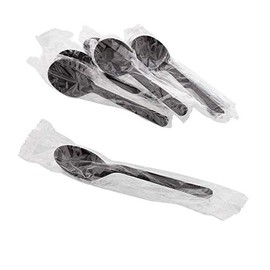 Individually Wrapped Heavy Weight Soup Spoon (Black Spoon, 200)