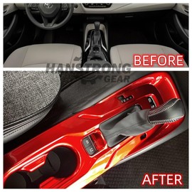 HANSTRONG GEAR RED Color Center Console Gear Shift Panel ABS Trim Frame Cup Holder Cover Interior Decoration for Toyota Corolla 2020 2021 2022