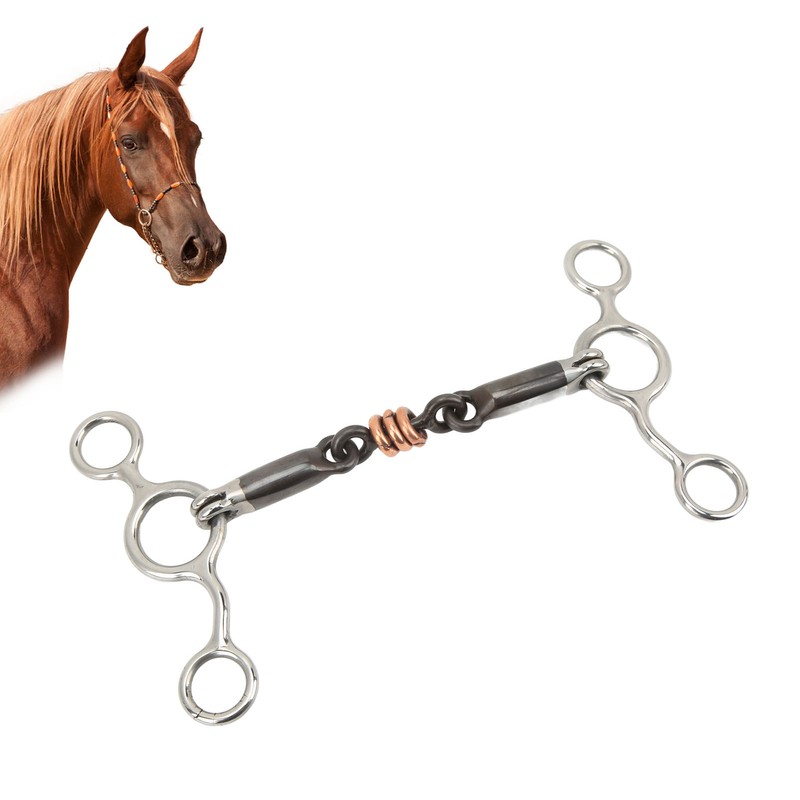 Horse Gag Ring Snaffle Stainless Steel Brass 145mm Mouthpiece Horse