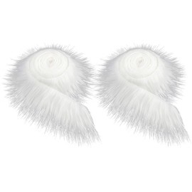 MAXQUU 2 Strips of White Fur Fabric, Faux Fur Fabric, White Faux Plush Fabric, Decorative Fabric Silk, Fluffy Craft Fur, Fur Fabric, Gnome Beard, Toy Faux Fabric, DIY Crafts