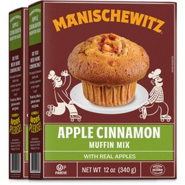 Manischewitz Apple Cinnamon Muffin Mix with Real Apples, 12oz (2 Pack) Kosher including Passover, Easy Prep!