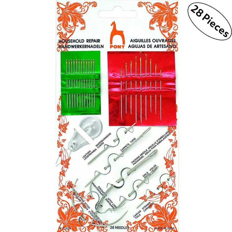 Pony 28 Pieces Household Repair Kit, Includes: Pack Needles, Chenille,