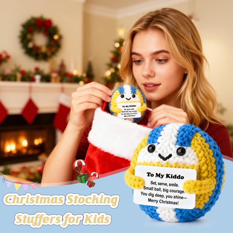 Weming Stocking Stuffers – Mini Crochet Volleyball Plush with Story