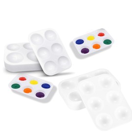 20 PCS White Plastic Paint Tray Palettes 6 Well Rectangular Watercolor Oil Palette, Paint Trays for Kids, Adult, Student Artist Craft Palettes,Painting Party, DIY Craft