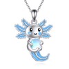 LWQQWL Axolotl Necklace for Women 925 Sterling Silver Moonstone Axolotl