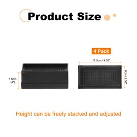 uxcell 4-Pack Rectangle Bed Risers, 1.6 Inch Full Edge Heavy Duty Adjustable Furniture Risers for Bed Sofa Table and Couch Lift (Black)