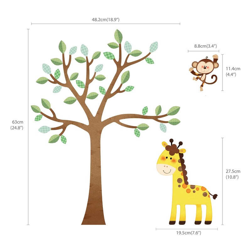 DECOWALL Forest Animals and Trees Wall Sticker Decor Kindergarten Nursery