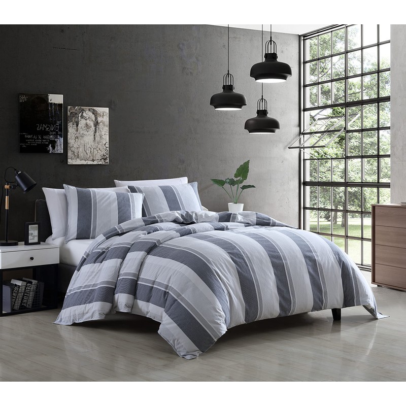 Riverbrook Home Vara Comforter Set, King, Gray/Blue, 3-Piece Set