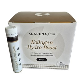 Collagen Drinking Ampoule with Hyaluronic Acid (Pack of 30) - Collagen Hydro Boost with CollaSel PRO - Beauty Drinking Ampoule with Collagen, Hyaluron, Biotin, Selenium, Niacin - Mango Flavour KLARENA