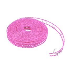 FuninCrea Washing Line 8M Non-Slip Windproof Portable Washing Line with 2 Stainless Steel Hooks Rope Washing Line in Fence (Pink)