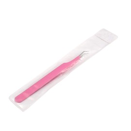 G.S 2 Pieces Straight and Curved Tip Tweezers Nipper for Eyelash Extensions, Pink Stainless Steel False Lash Application Tools