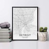 Detroit City Downtown Map Wall Art Detroit Street Map Print