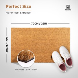 Home Heart - 29"x17" - Coir Door Mat with Heavy Duty Backing - Welcome Mats for Entryway, Porch - Anti-Slip PVC & Coconut Fiber Surface - Natural Home Accessories, Minimalist Original Design