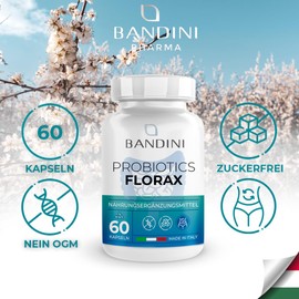 Bandini® FLORAX PROBIOTICS Culture Complex Gastric Juice-Resistant, Vegan with 20 Billion CFU/g* 18 Bacteria Strains + Inulin, Including Lactobacillus & Bifidobacteria, 60 Capsules with DR CAPS