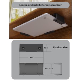 NOTMBESTM Under Desk Laptop Holder Under Desk Rack Mount for Keyboard & Small Devices Also Fit for Cable Box Wall Mount Tray Organizer Like Routers, Modems, Network Switch and More