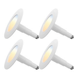 Jolux 4-Pack 5/6" 5CCT Retrofit LED Recessed Lighting,Selectable 2700K/3000K/3500K/4000K/5000K,12W=60W,800Lumen,Dimmable Can Lights,Adjustable Retrofit Downlight Installation,Bevel Trim