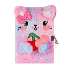 YankMooM Cat Secret Diary with Lock for Girls, Tie-Dye Kids Journal Hardcover Creative Notebook for Writing and Drawing with Stickers