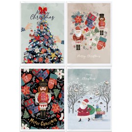KOKO&LORA® Modern Christmas Cards Set with Envelopes - Festive Nutcracker Design
