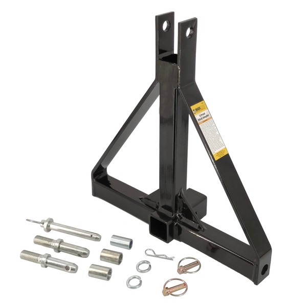 Standard 3-Point Hitch Adapter for Trailers & Farm Equipment with Category 1 Pins & 2" Hitch Receiver