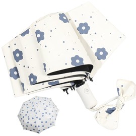 LHLZNB Auto Open/Close Compact Travel Umbrella with Watercolor Art, UV Sun Protection, Windproof Lightweight Design, Fast-Drying Portable Umbrella for Women & Men (White)