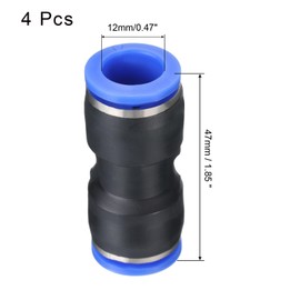 QUARKZMAN Push Connection 12 mm Pipe AD Quick Coupling Air Line Hose Screw Connection Straight Pneumatic Connection Black Pack of 4