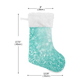 Turquoise Aqua Glitter Christmas Stockings Teal Mint Sparkle Large Xmas Stocking For Fireplace Christmas Tree Gifts Family Party Decorations 2 Pc 18 inch