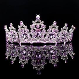Tiaras for Women, Didder Purple Crown Crystal Tiara Crowns for Women Princess Crown with Comb, Tiaras for Girls Small Tiara and Crown for Women Bride Party Prom Birthday Hallowmas Christmas