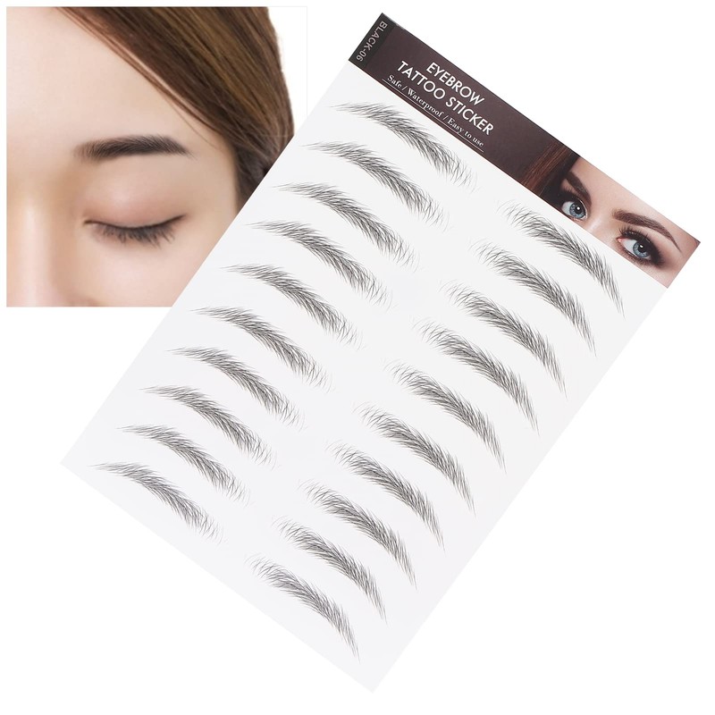 6D Eyebrow Tattoo Sticker, Eyebrow Shaping Stencils, Semi-Permanent, Hair-Like, Waterproof