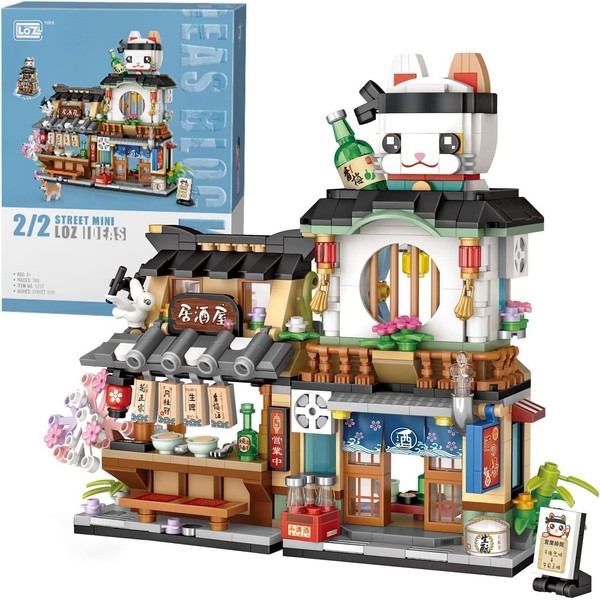 Japanese Street View Izakaya Shop Mini Building Blocks, MOC Creative