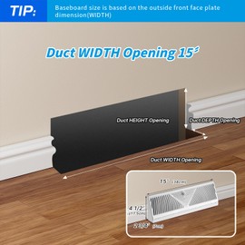 2 Pcs Baseboard Register Vent 15 Inch Duct Opening Size Baseboard Vent Covers Diffuser Adjustable Corner Return Air Grille for Home Floor Wall Air Flow Control (2, White, 15 Inch)