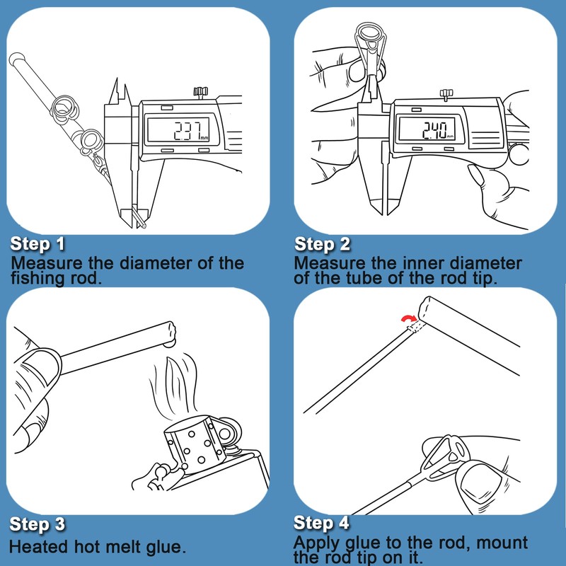 9KM DWLIFE Fishing Rod Guides Tip Top Repair Kits Ceramic