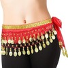 DINGlLIDINGHONG Belly Dance Hip Scarf,Belly Dancing Skirt with 128 Gold