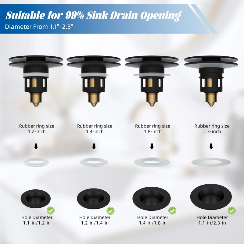 Hibbent 2 pcs Universal Bathroom Sink Plug Stopper Wash Basin
