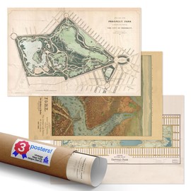 Quarterhouse Vintage New York Maps (Set B) Poster Set, Social Studies Classroom Learning Materials for K-12 Students and Teachers, Set of 3, 12 x 18 Inches, Extra Durable