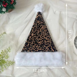 Black Sequin Santa Hat for Adults, Sequin Christmas Hat for New Year Party Christmas Costume Supplies