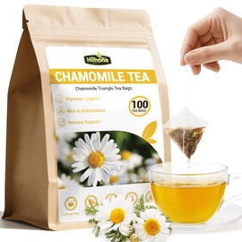 Chamomile Tea Bags 100 Count, Chamomile Flower Herbal Tea with Sugar-Free, Caffeine-Free