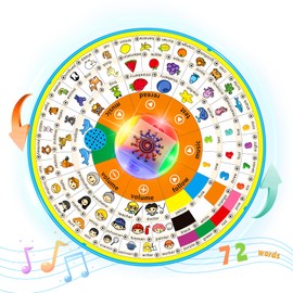 Amyliujin Electronic Learning Machine for Kids Ages 6 Months+, Educational 12.83inch Rotating Wheel Toy,Interactive Musical English Learning Chart Includes Animals, Colors, Numbers,etc.