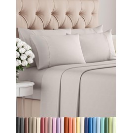 CGK Linens Queen 6 Piece Sheet Set - Cooling Sheets for Hot Sleepers - Hotel Luxury Bedding Set w/ 8-16 Inch Deep Pockets - 1 Flat & 1 Fitted & 4 Pillowcases - Soft, Comfy & Wrinkle Free - Light Grey