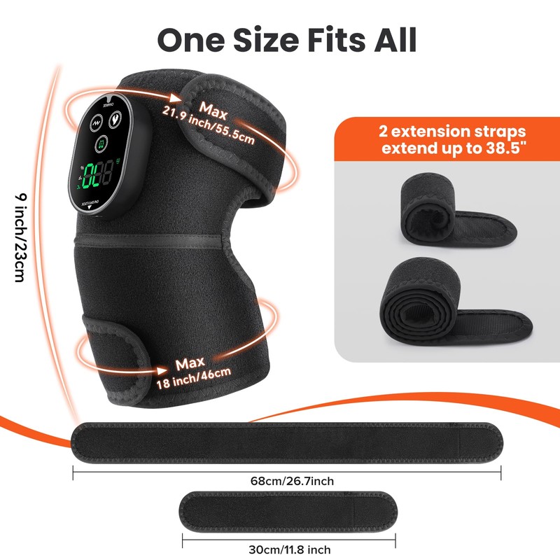 FlareMore Cordless Heated Knee Massager with Vibration, Heated Knee Brace