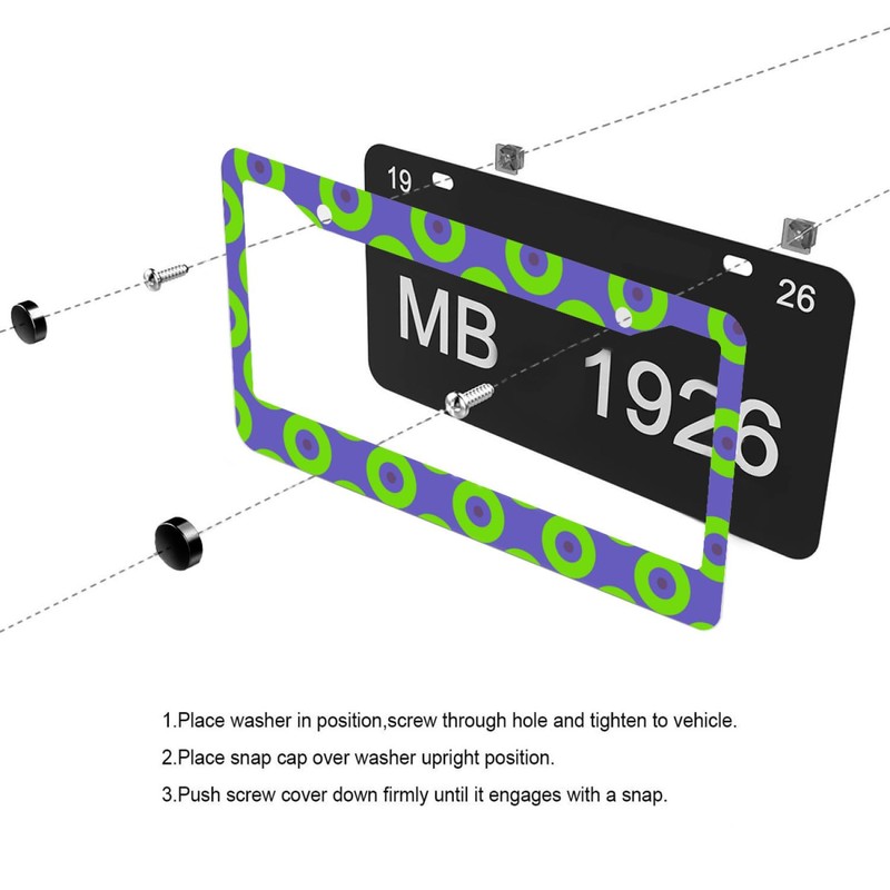 EFAWIPA Green Phish Circles Stainless Steel License Plate Holder Unique