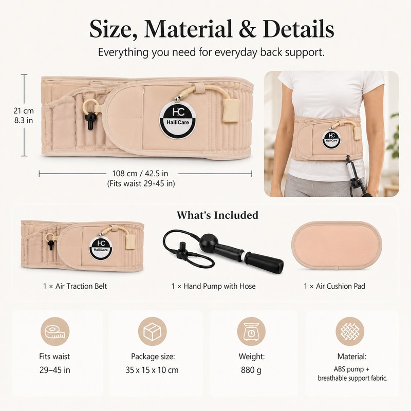 Inflatable Lumbar Support Belt for Back Comfort – Adjustable Waist