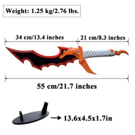 21.7" Anime Sung Jinwoo Sword Kasaka's Knight Killer Sword Cosplay Props All Metal with Display Stand (Red)