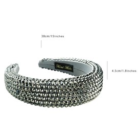 scicent Head Bands Wide Padded Non-Slip Hairbands for Women Glitter Sparkle Sequins Headbands Vintage Crystal Hair Bands for Girls Embellished Rhinestone Head Hoops - 26915