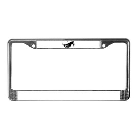 CafePress Black Downhill Ski Skiing License Plate Frame Chrome License Plate Frame, License Tag Holder