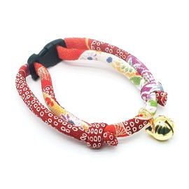 PetSoKoo Cat Collar with Kitty Face Bell. Cute Japan Chirimen Kitten Collar. Soft & Lightweight.
